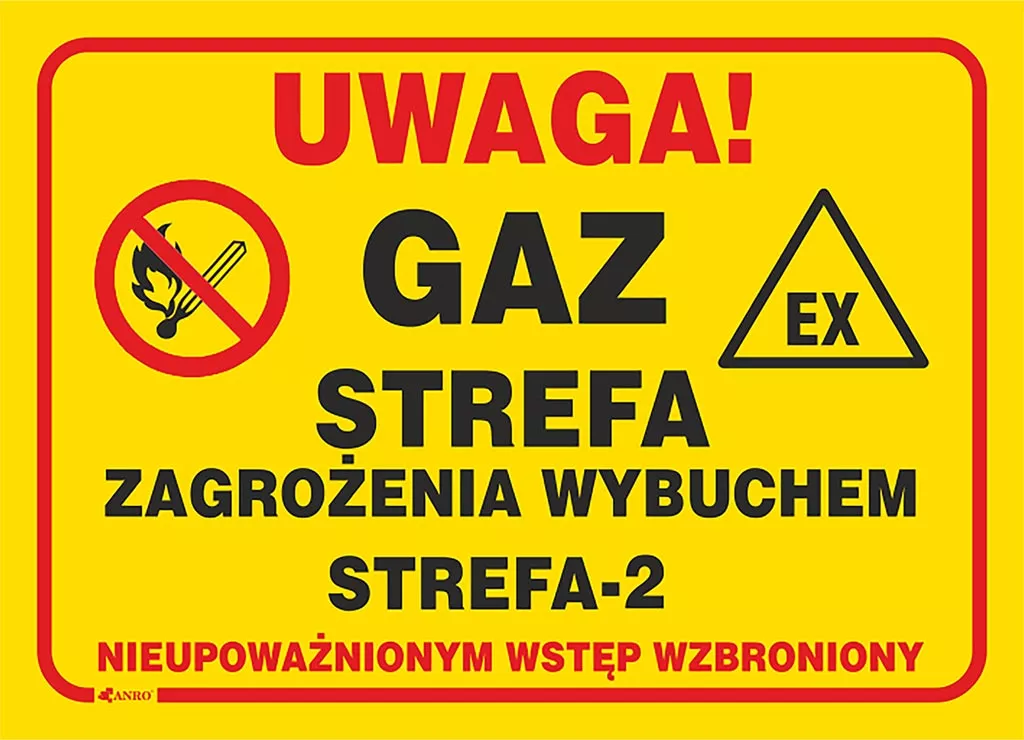 Znak ostrzegawczy z napisem 