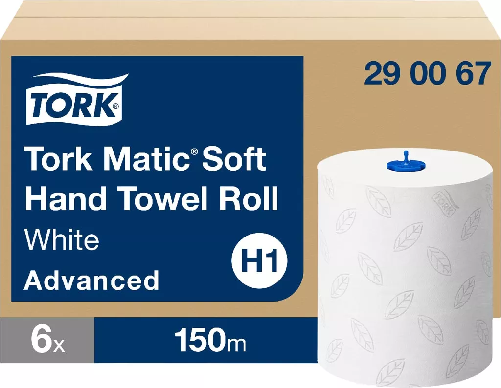 Ręcznik w rolce Tork Matic Soft Hand Towel Roll, kolor biały, długość 150 m, opakowanie zawiera 6 rolek, do dozownika TORK MATIC, seria Advanced H1.
