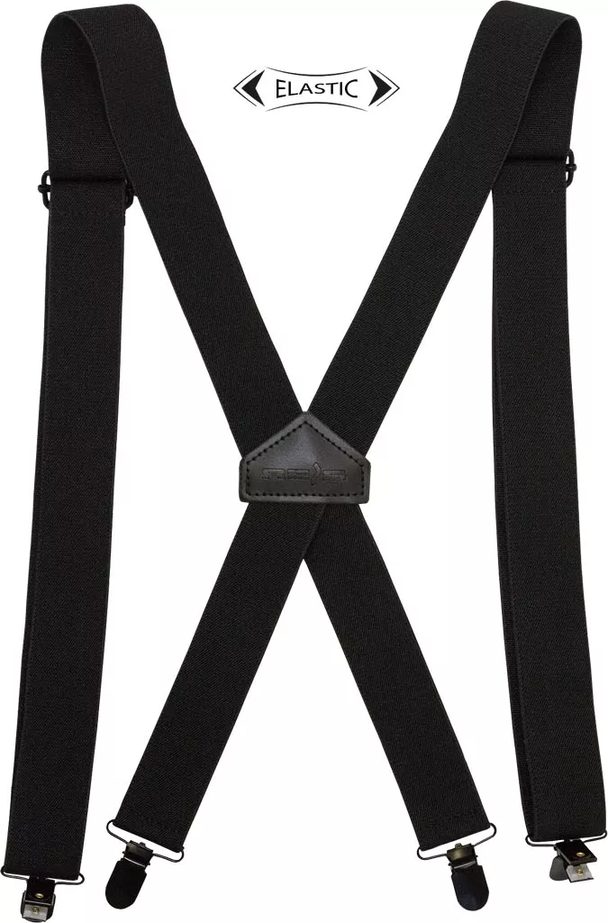 Szelki do spodni BRACES, długość 120 cm, wykonane z elastycznego materiału, w kolorze czarnym. Posiadają regulację długości oraz metalowe klipsy do mocowania.