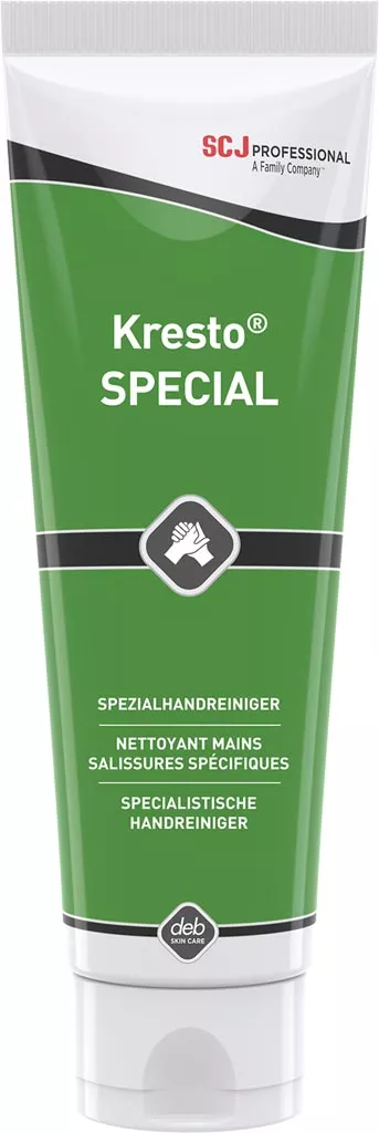 Opakowanie to zielono-biała tuba pasty Kresto Special Ultra, przeznaczonej do specjalistycznego czyszczenia dłoni. Produkt marki SC Johnson Professional.