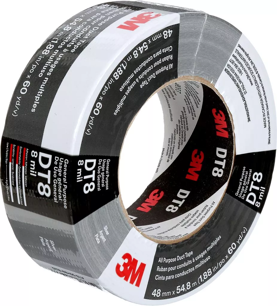 Uniwersalna taśma naprawcza 3M DT8 o wymiarach 48 mm x 5,48 m (1,88 cala x 18 stóp). Produkt przeznaczony do różnych zastosowań naprawczych. Wodoodporna, elastyczna i trwała.