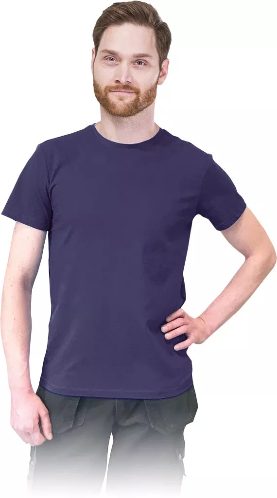 Granatowa męska koszulka T-shirt o dopasowanym kroju SLIM, wykonana w 100% z bawełny.