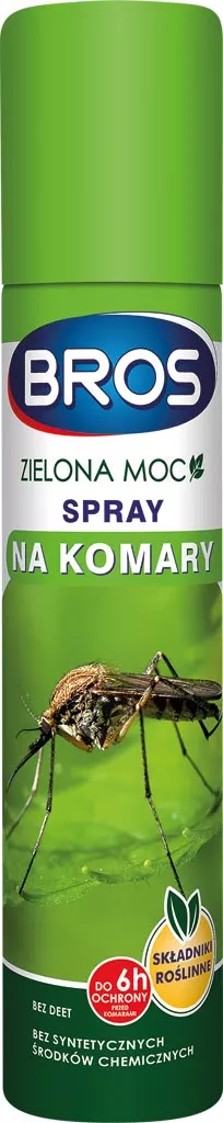 Zielony spray na komary marki BROS, o nazwie 