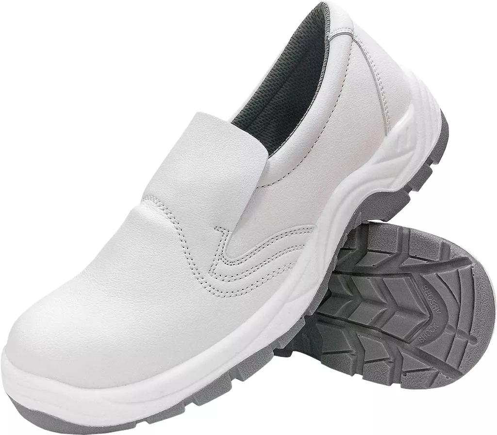 Buty robocze wsuwane FODREIS SB w kolorze białym, z podnoskiem ochronnym, wykonane z trwałego materiału. Podeszwa antypoślizgowa, przeznaczone do pracy wymagającej bezpieczeństwa i komfortu.