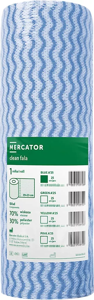 Czyściwo Clean Fala to produkt w formie rolki, z falowanym, niebieskim wzorem. Jest produkowane przez firmę Mercator. Opakowanie zawiera jedną rolkę o długości 7,2 m i szerokości 24 cm, z perforacją co 24 cm.