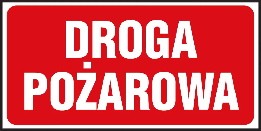Czerwony znak bezpieczeństwa z białym napisem 