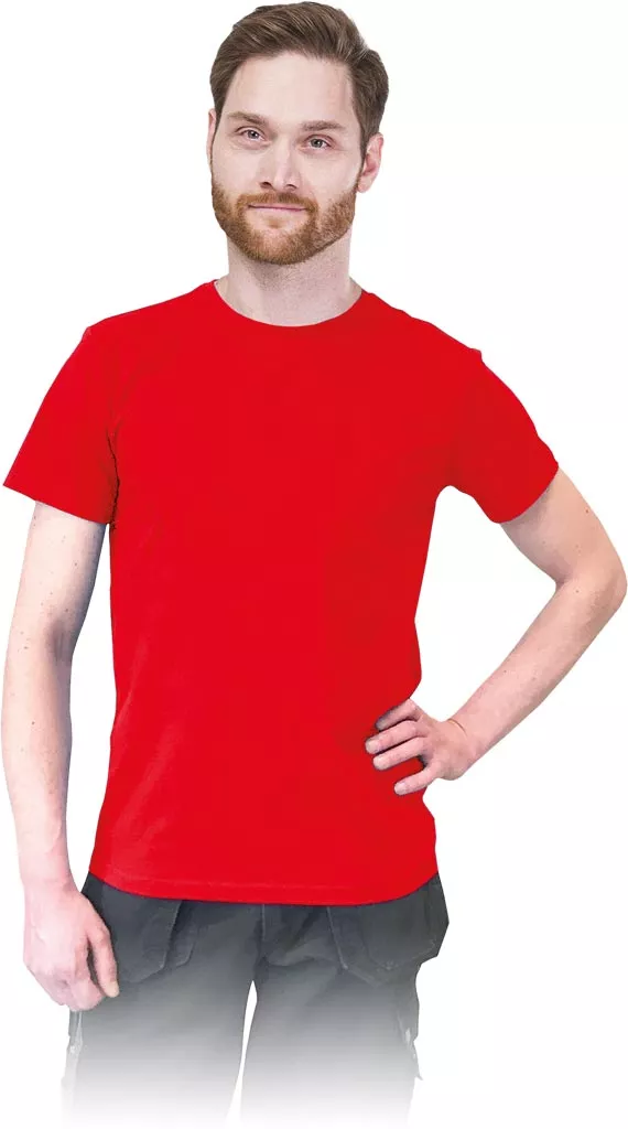 Czerwona, męska koszulka T-shirt o dopasowanym kroju slim, wykonana w 100% z bawełny.