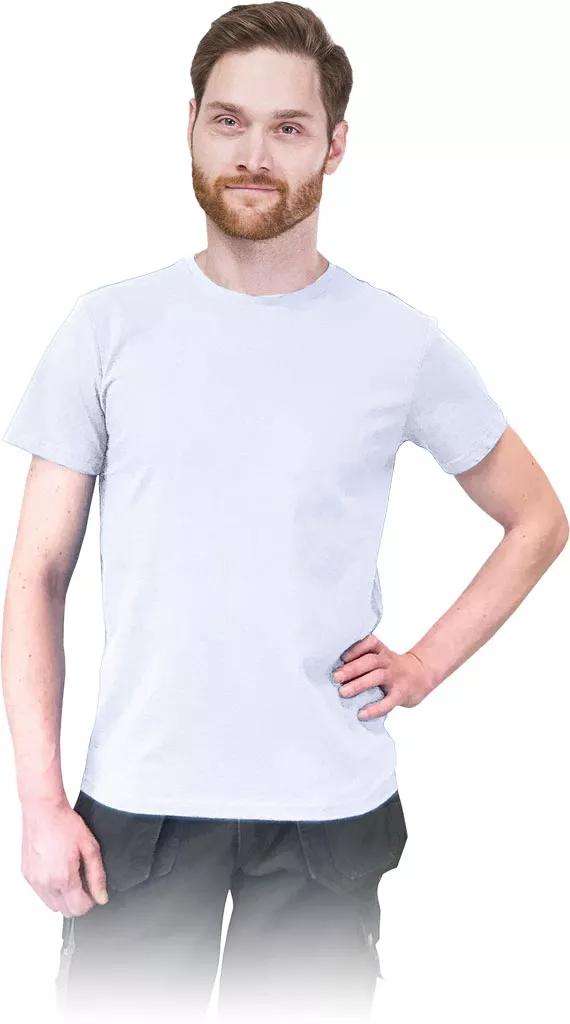 Biała męska koszulka T-shirt o dopasowanym kroju SLIM, wykonana w 100% z bawełny. Krótki rękaw, klasyczny okrągły dekolt.