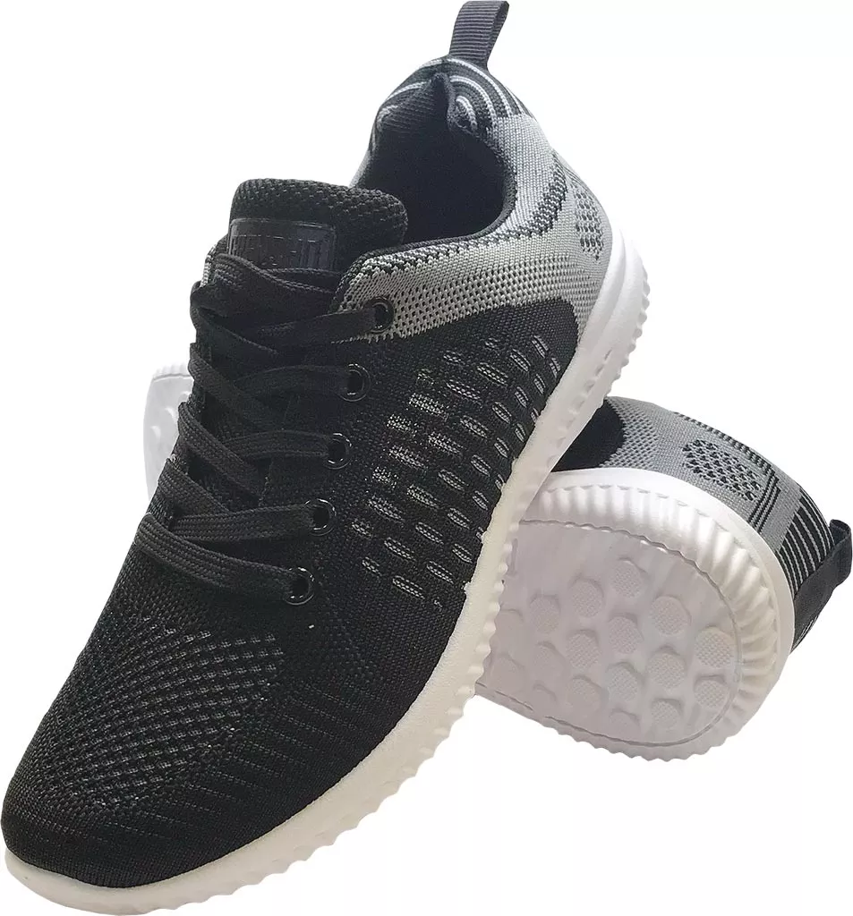 Buty sportowe BLAKE uniseks, lekkie i przewiewne, w kolorze czarnym z białą, elastyczną podeszwą. Cholewka z siateczki dla lepszej cyrkulacji powietrza. Sznurowane, wygodne i nowoczesne.