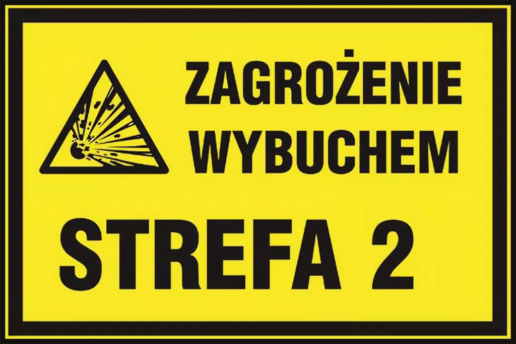 Żółty znak ostrzegawczy z czarnym tekstem 