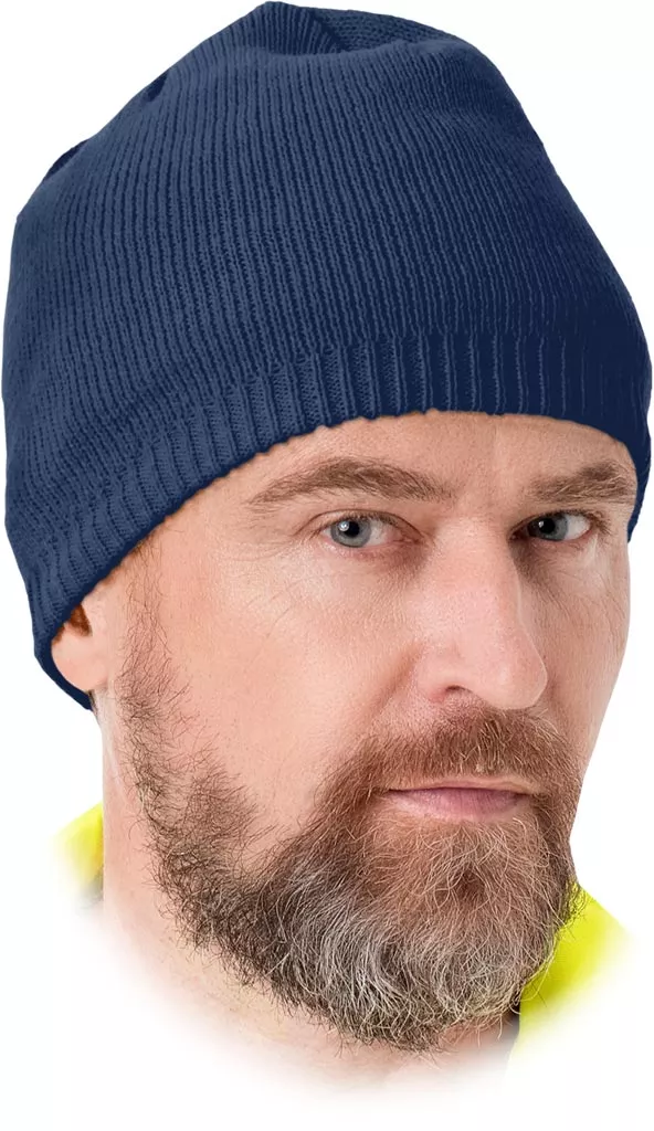 Granatowa czapka zimowa wykonana z polaru, wodoodporna, idealna na chłodne dni.
