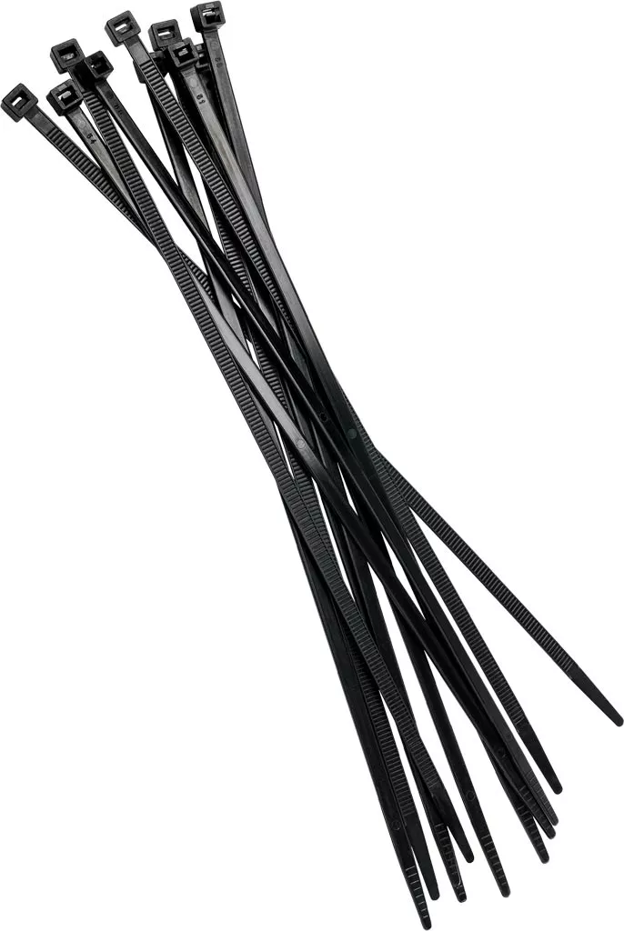 Opaski kablowe 3M Scotchflex FS, czarne, 100 sztuk, wielkość 3,6 x 150 mm, wykonane z nylonu, odporne na UV i temperaturę do 85°C.