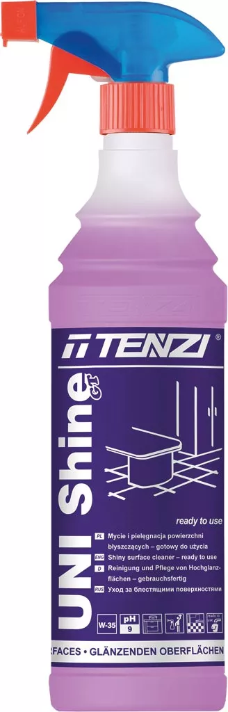 Opakowanie produktu to butelka z rozpylaczem, koloru fioletowego. Etykieta zawiera logo 