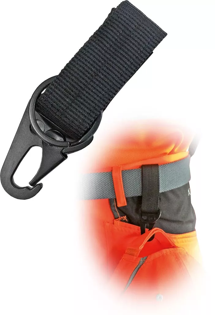 Klips do przypinania rękawic do spodni, kolor czarny. Wyposażony w pasek z mocnym zatrzaskiem oraz hak do łatwego przypięcia. Produkt oznaczony jako CLIP - Klips BELT-CLIP.