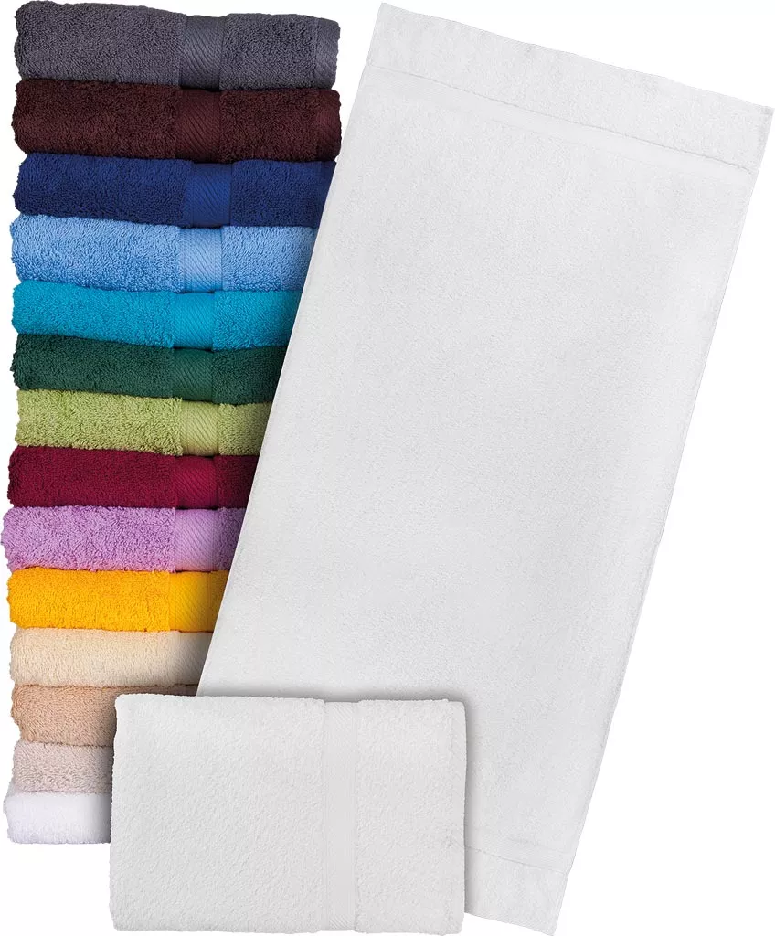 Ręcznik frotte wykonany w 100% z bawełny, gruby i miękki, dostępny w różnych kolorach, w tym białym. Produkt wysokiej jakości, tkany, idealny do codziennego użytku.