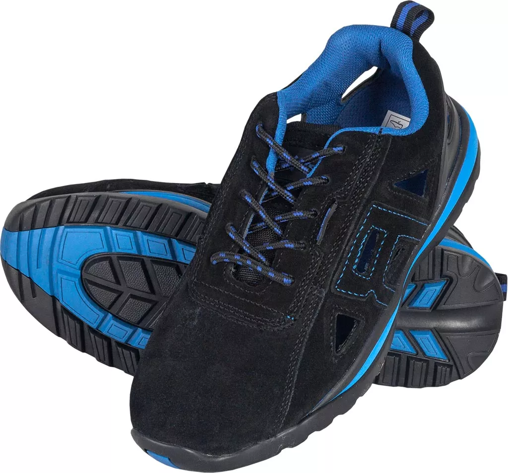 Buty robocze BORNEO SB wykonane ze skóry, z podnoskiem ochronnym. Model w kolorze czarno-niebieskim, z trwałą, antypoślizgową podeszwą. Przeznaczone do pracy wymagającej ochrony stóp.