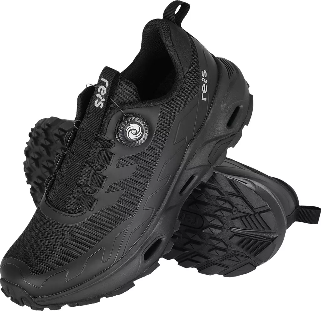 Męskie buty MAZZO w kolorze czarnym z systemem zawiązywania na pokrętło, lekka i wygodna konstrukcja, antypoślizgowa podeszwa, model z logo marki.