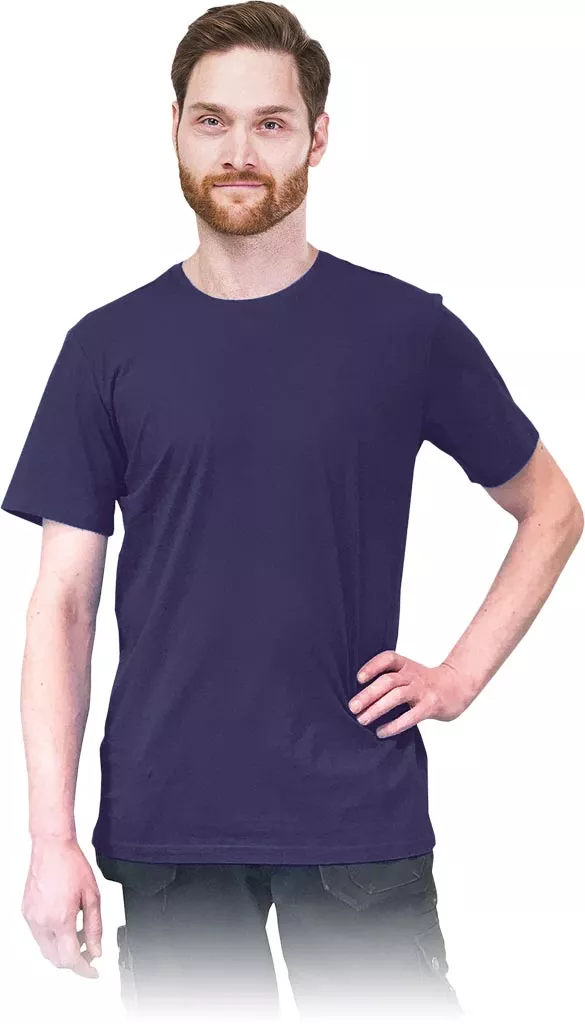 Granatowa męska koszulka T-shirt o wydłużonym kroju LONG, z krótkim rękawem i klasycznym okrągłym dekoltem.