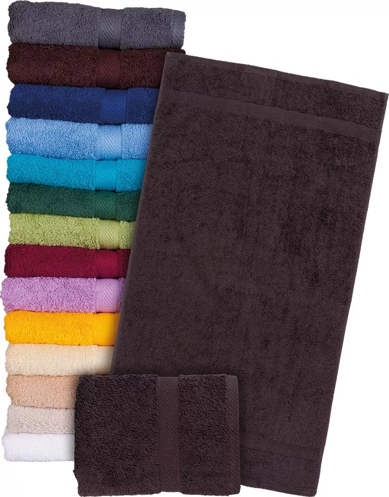 Ręcznik frotte, 100% bawełna, gruby, w kolorze brązowym. Produkt o wysokiej jakości, tkany, dostępny również w innych kolorach.