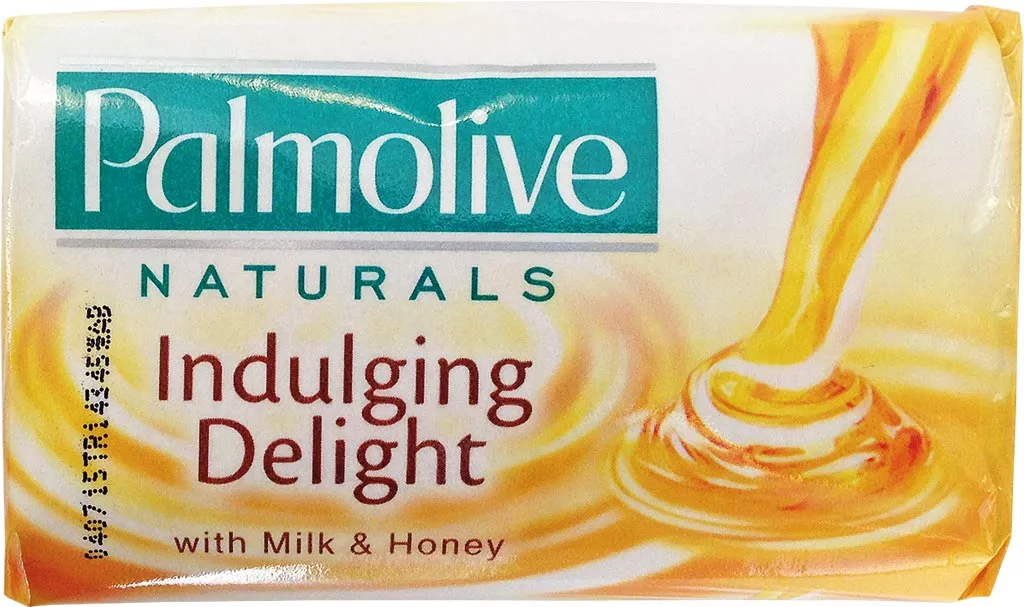 Mydło w kostce Palmolive Naturals Indulging Delight o zapachu mleka i miodu, delikatnie pielęgnujące skórę.