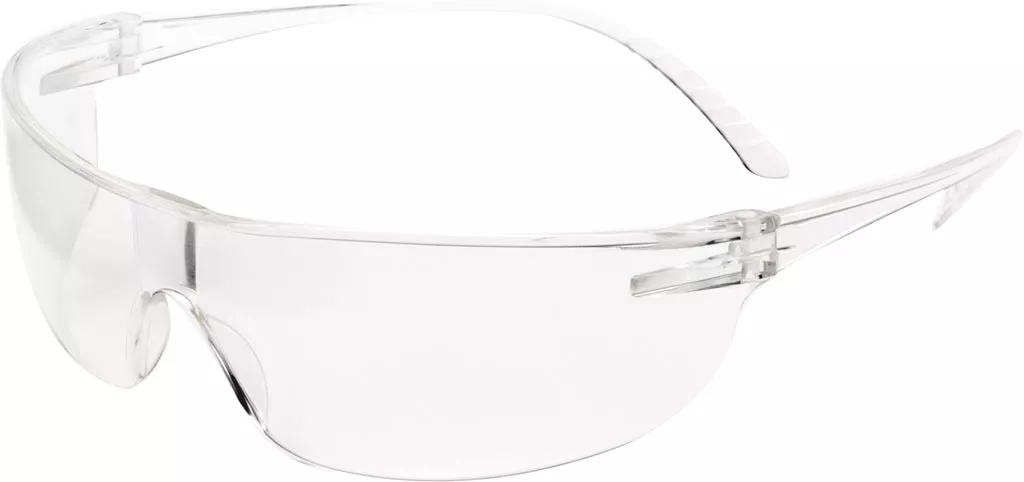 Okulary ochronne Honeywell SVP 200, przezroczyste, jednoczęściowe szkła z przezroczystymi zausznikami.