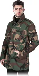 Męska zimowa kurtka parka 2w1 Tactical Guard MIRE w kamuflażu moro, z ocieplającą podpinką, kieszeniami i wysokim kołnierzem. Przeznaczona do ochrony w trudnych warunkach.