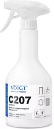Środek do czyszczenia powierzchni drewnianych C207 UNI WOOD firmy Voigt, gotowy do użycia. Pojemność 500 ml, przeznaczony do delikatnego czyszczenia drewna.