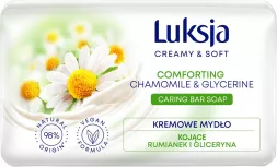 Kremowe mydło w kostce 90g Luksja, o zapachu rumianku i gliceryny, seria 