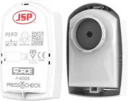 Filtr przeciwpyłowy PressToCheck™ P3, wielokrotnego użytku, model F-4003, przeznaczony do ochrony układu oddechowego. Wyposażony w system kontroli poprawnego montażu. Certyfikowany zgodnie z normami bezpieczeństwa.