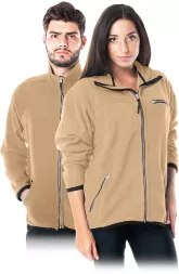 Beżowy polar roboczy HONEY, zapinany na zamek, z kieszeniami na suwak. Model unisex, materiał ocieplający, wygodny i praktyczny do pracy.