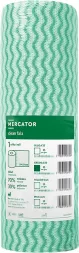 Ręcznik papierowy Clean Fala marki Mercator, kolor zielony, perforowany, zawiera 20% włókien pochodzących z recyklingu. Idealny do czyszczenia.