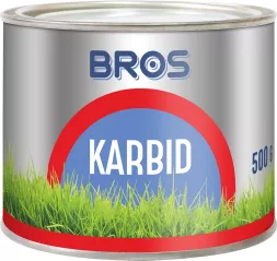 Okrągłe opakowanie produktu BROS Karbid, waga 500 g. Na etykiecie widoczna nazwa 