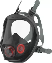 Maska pełnotwarzowa Force®10 Typhoon™ w kolorze czarnym, wyposażona w szerokie, przezroczyste okulary oraz dwa zawory oddechowe. Posiada regulowane paski do mocowania na głowie.