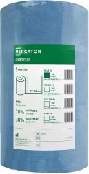 Niebieski rulon czyściwa Clean Max, 70% wiskozy, 30% poliestru, wymiary rolki: średnica 19 cm, długość rolki 275 m.