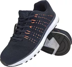 Lekkie buty sportowe uniseks TEAM w kolorze granatowo-pomarańczowym, z oddychającą siateczkową cholewką i elastyczną, białą podeszwą zapewniającą wygodę podczas aktywności.