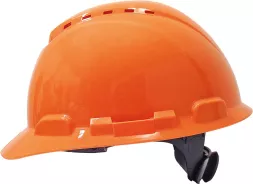 Hełm ochronny 3M H-700 w kolorze pomarańczowym, wykonany z tworzywa HDPE, wyposażony w regulowany pasek podbródkowy. Przeznaczony do ochrony głowy w różnych warunkach pracy.