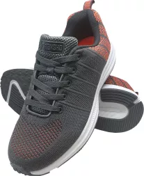 Męskie lekkie buty sportowe PIXEL w kolorze stalowo-pomarańczowym. Model sznurowany, przewiewna siateczkowa cholewka, wygodna podeszwa z wyraźnym bieżnikiem. Idealne do codziennego użytku i aktywności sportowej.