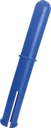 Uchwyt do folii stretch mini w kolorze niebieskim, wykonany z tworzywa sztucznego, umożliwia wygodne trzymanie i rozciąganie folii. Kompaktowy i prosty w użyciu.