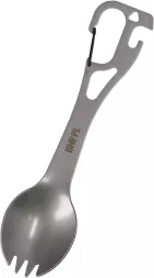Sztućce turystyczne typu spork zintegrowany z otwieraczem do butelek, wykonane ze stali nierdzewnej. Posiada kilka wycięć funkcjonalnych i dziurkę do zawieszenia.