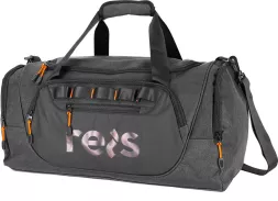 Torba podróżna sportowa TRAVELBAG o pojemności 35L, w kolorze szarym z pomarańczowymi detalami. Posiada regulowany pasek na ramię, uchwyty oraz liczne kieszenie zapinane na zamek. Idealna na siłownię i podróż.