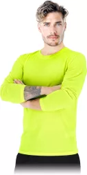 Męska koszulka longsleeve PORTO w żółtym kolorze, wykonana z lekkiego materiału, przylegająca do ciała, z długim rękawem i okrągłym dekoltem.