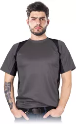 Męski T-shirt stalowy z siateczki MODERN, krótki rękaw, prosty krój, okrągły dekolt. Materiał lekki i przewiewny.