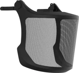 Osłona twarzy EVOGuard® M2 ma formę dużej siatki pokrywającej całą twarz. Jest przyczepiana do hełmu, stabilna i zapewniająca ochronę przed czynnikami zewnętrznymi.