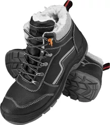 Buty robocze ocieplane trzewiki OB YETI, męskie, czarne z białym ociepleniem. Solidna podeszwa antypoślizgowa, wiązane na sznurowadła, wykonane z materiałów zapewniających ciepło i komfort.
