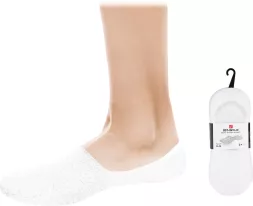 Damskie białe skarpety stopki INVI, wykonane z miękkiego materiału. Krótkie, niewidoczne podczas noszenia butów typu baleriny czy sneakersy. Idealne na co dzień, pakowane w zestawie po dwie pary.