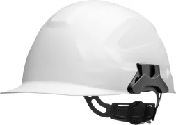 Biały hełm ochronny SCHUBERTH CROSS ELECTRIC z regulowanym paskiem, przeznaczony do ochrony głowy podczas pracy. Posiada wyprofilowany daszek i solidną budowę.