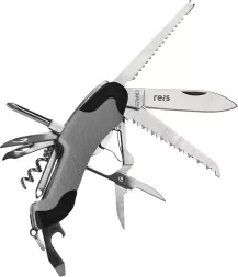 Scyzoryk taktyczny Tactical Guard SRV-MFKP, 15 w 2 funkcje, stal nierdzewna, narzędzie wielofunkcyjne z różnymi ostrzami i akcesoriami, ergonomiczna rękojeść, kompaktowy design.