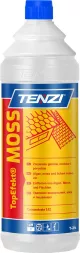 Biało-niebieskie opakowanie preparatu TopEfect MOSS marki TENZI. Produkt jest skoncentrowany, przeznaczony do usuwania zielonych nalotów.