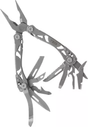 Narządzie multitool taktyczne Tactical Guard SRV-MT wykonane ze stali, 16 funkcji, w tym szczypce, noże, śrubokręty i inne narzędzia, kompaktowe i składane, przeznaczone do różnorodnych zastosowań.