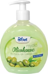 Butelka mydła w płynie Blue o pojemności 500 ml, z dozownikiem typu 